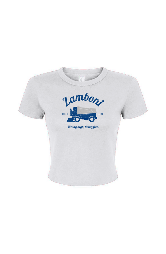 The Barn Babe Riding High Living Free Micro Rib Baby Tee White | Barn Garb Hockey Threads