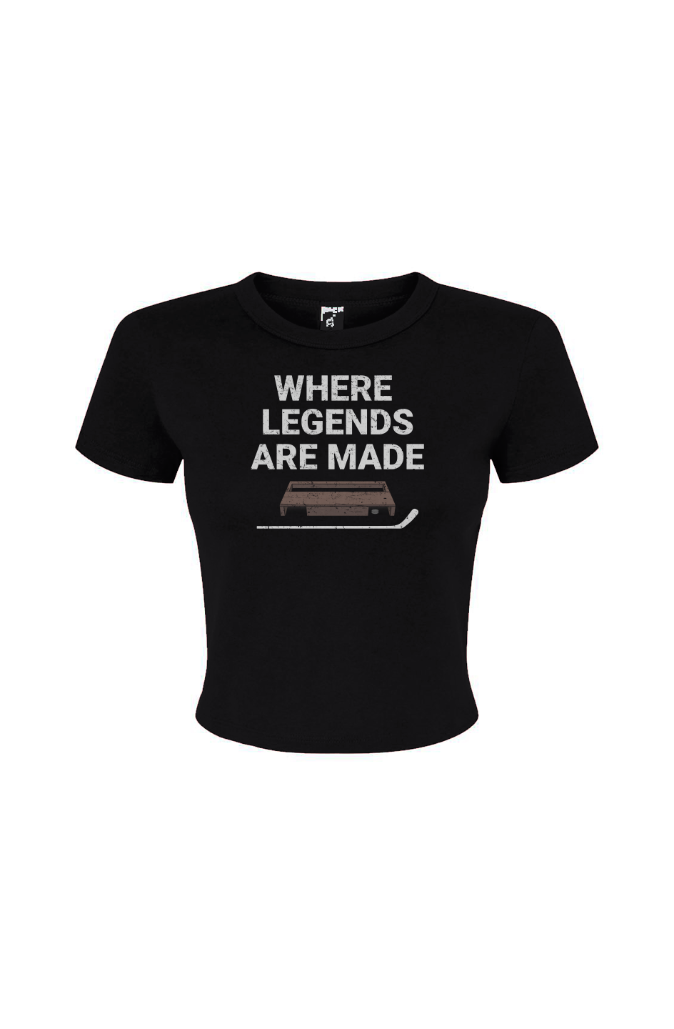 The Barn Babe Where Legends Are Made Micro Rib Baby Tee Black | Barn Garb Hockey Threads