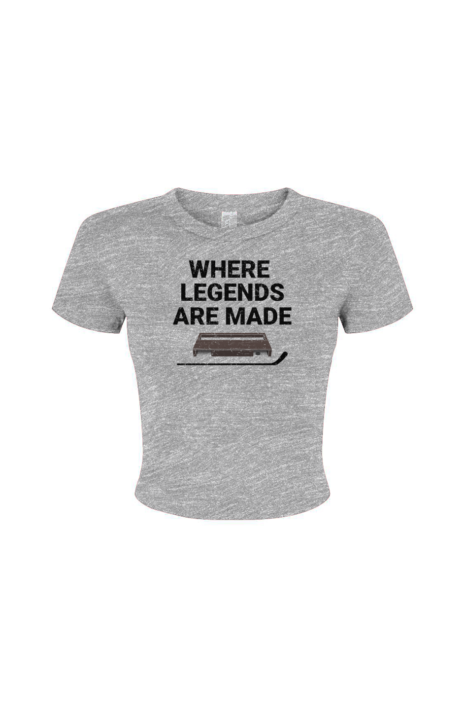 The Barn Babe Where Legends Are Made Micro Rib Baby Tee Grey | Barn Garb Hockey Threads