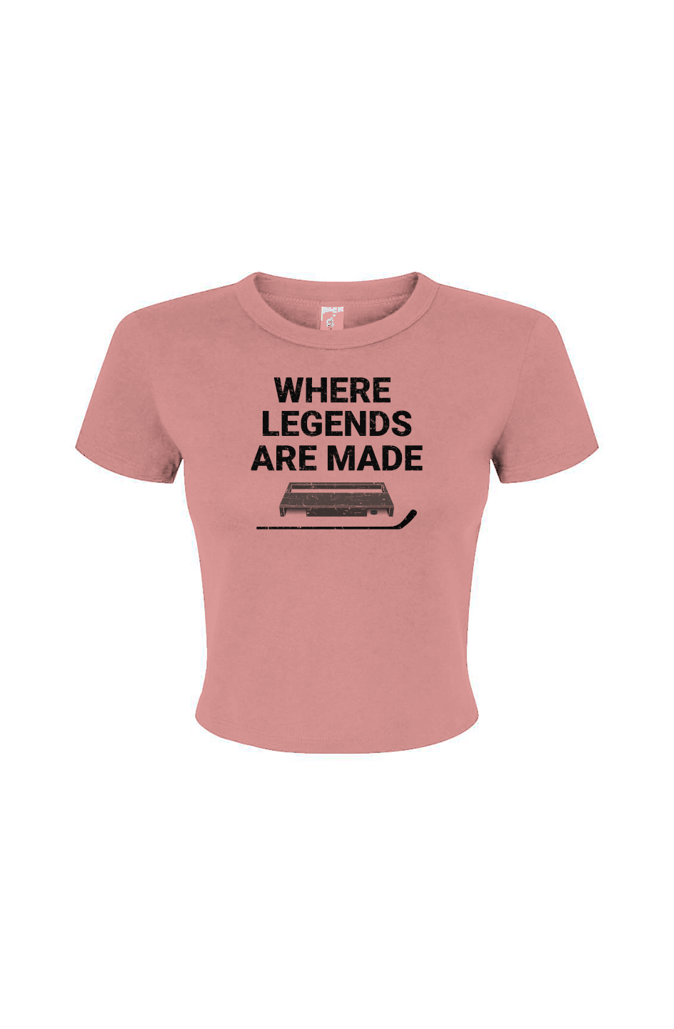 The Barn Babe Where Legends Are Made Micro Rib Baby Tee Pink | Barn Garb Hockey Threads