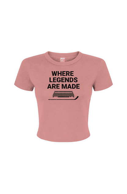 The Barn Babe Where Legends Are Made Micro Rib Baby Tee Pink | Barn Garb Hockey Threads