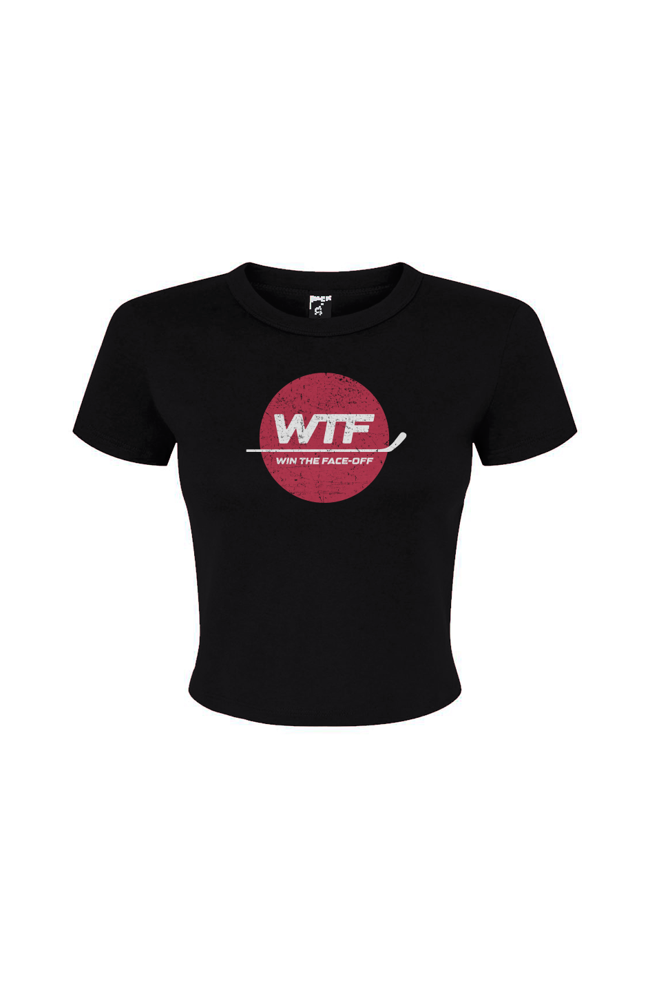 The Barn Babe Win the Faceoff Micro Rib Baby Tee Black | Barn Garb Hockey Threads