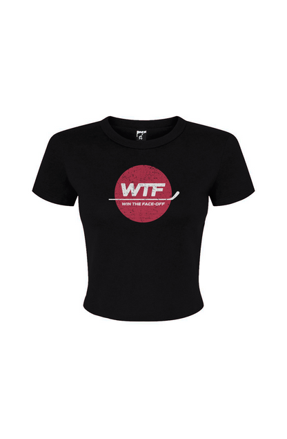 The Barn Babe Win the Faceoff Micro Rib Baby Tee Black | Barn Garb Hockey Threads