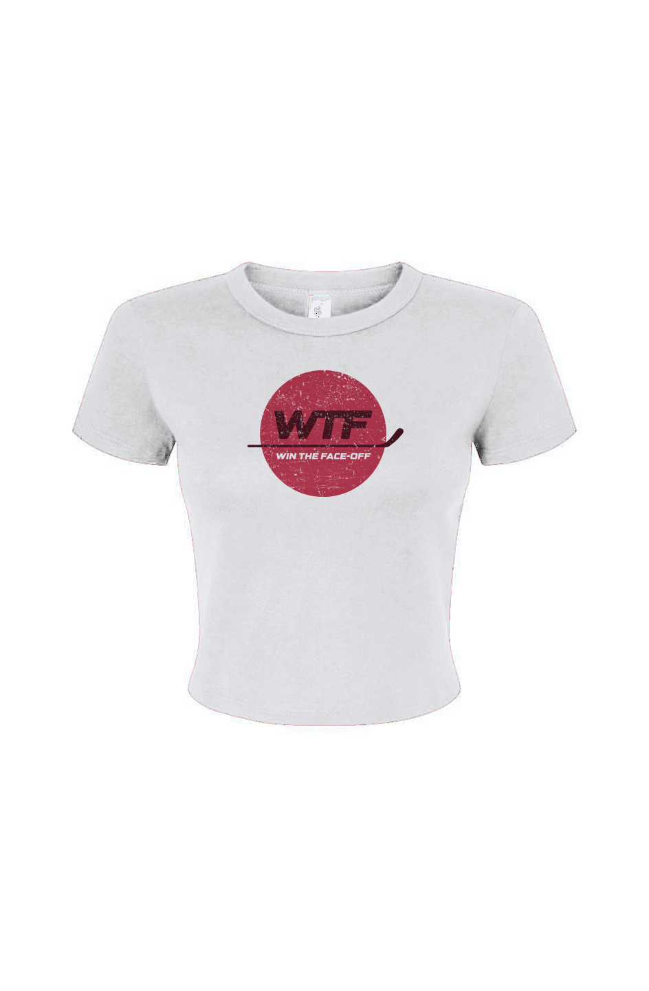 The Barn Babe Win the Faceoff Micro Rib Baby Tee White | Barn Garb Hockey Threads
