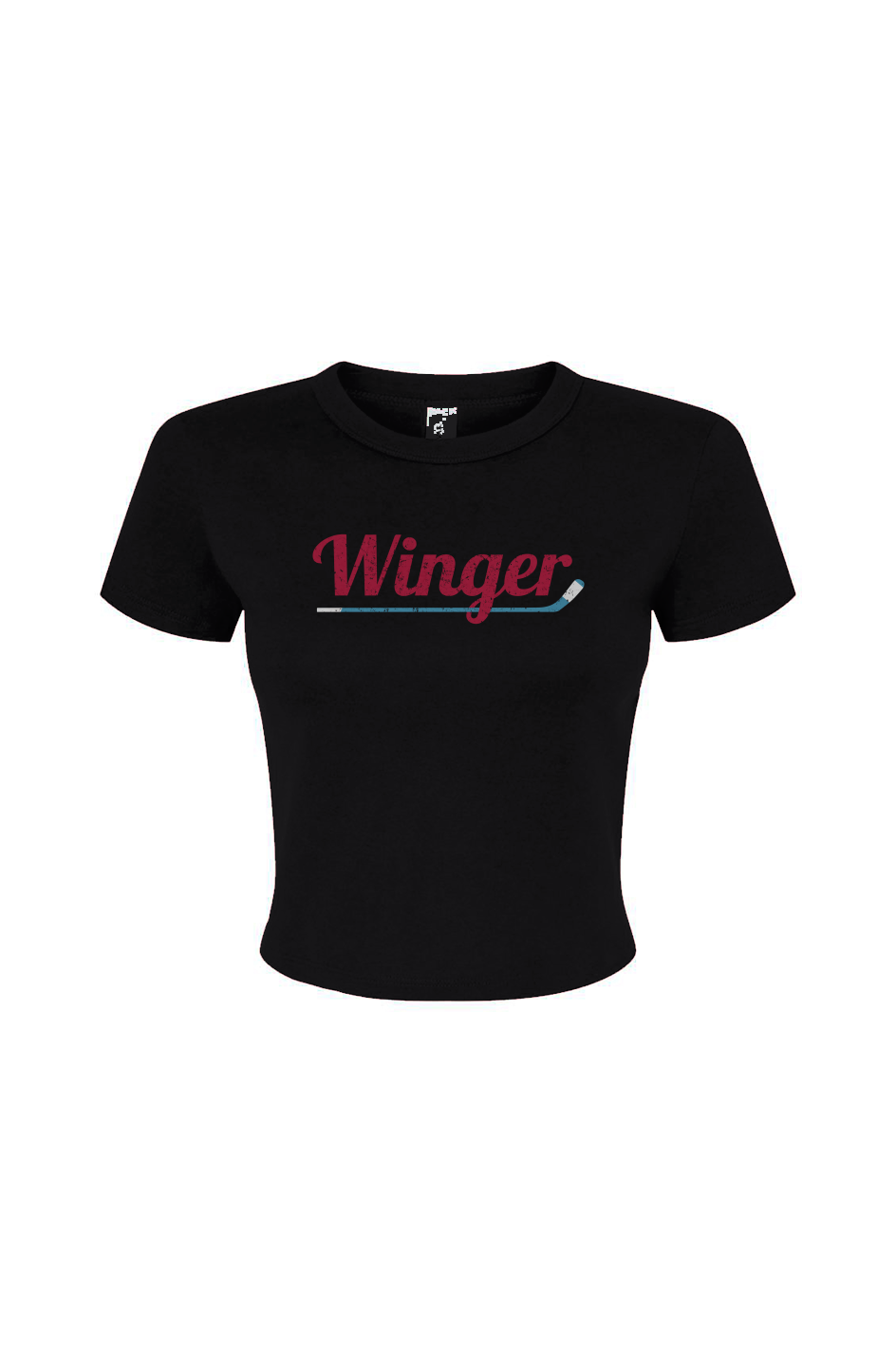 The Barn Babe Winger Micro Rib Baby Tee Black | Barn Garb Hockey Threads