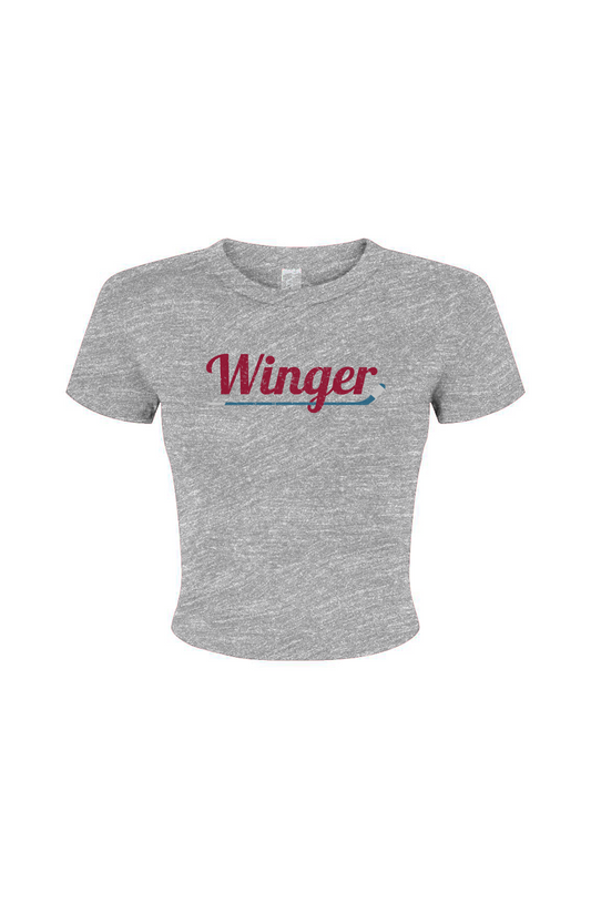 The Barn Babe Winger Micro Rib Baby Tee  Grey | Barn Garb Hockey Threads