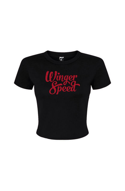 The Barn Babe Winger Speed Micro Rib Baby Tee Black | Barn Garb Hockey Threads
