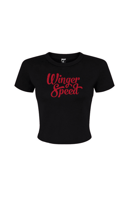The Barn Babe Winger Speed Micro Rib Baby Tee Black | Barn Garb Hockey Threads