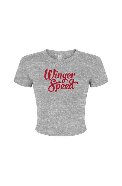 The Barn Babe Winger Speed Micro Rib Baby Tee Grey | Barn Garb Hockey Threads