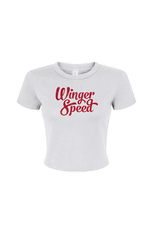 The Barn Babe Winger Speed Micro Rib Baby Tee White | Barn Garb Hockey Threads