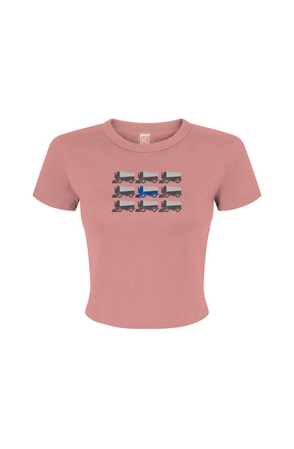 The Barn Babe Zamboni Nation Micro Rib Baby Tee Pink | Barn Garb Hockey Threads