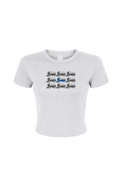 The Barn Babe Zamboni Nation Micro Rib Baby Tee White | Barn Garb Hockey Threads