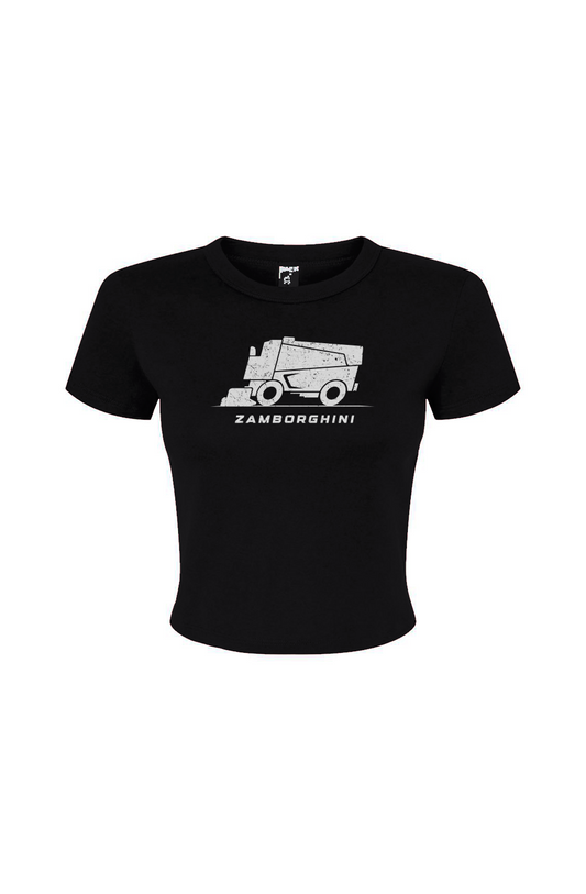 The Barn Babe Zamborghini Micro Rib Baby Tee Black | Barn Garb Hockey Threads