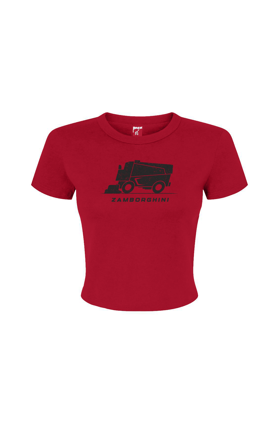 The Barn Babe Zamborghini Micro Rib Baby Tee Red | Barn Garb Hockey Threads
