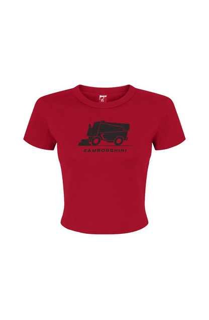 The Barn Babe Zamborghini Micro Rib Baby Tee Red | Barn Garb Hockey Threads