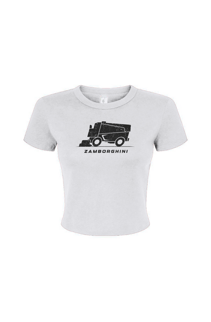 The Barn Babe Zamborghini Micro Rib Baby Tee White | Barn Garb Hockey Threads