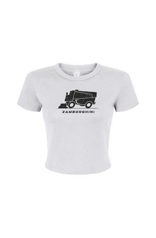 The Barn Babe Zamborghini Micro Rib Baby Tee White | Barn Garb Hockey Threads
