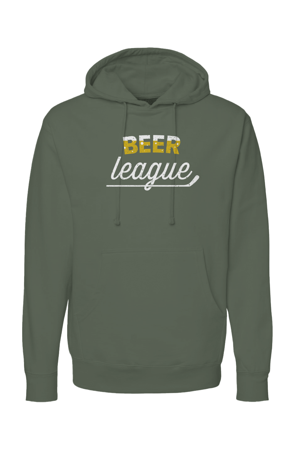 The Bench Boss Beer League Hoodie Military Green | Barn Garb Hockey Threads