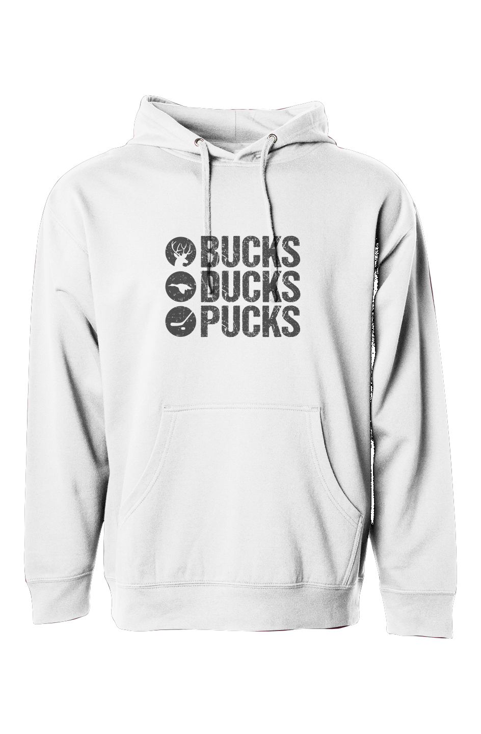 The Bench Boss Bucks Ducks Pucks Hoodie White | Barn Garb Hockey Threads