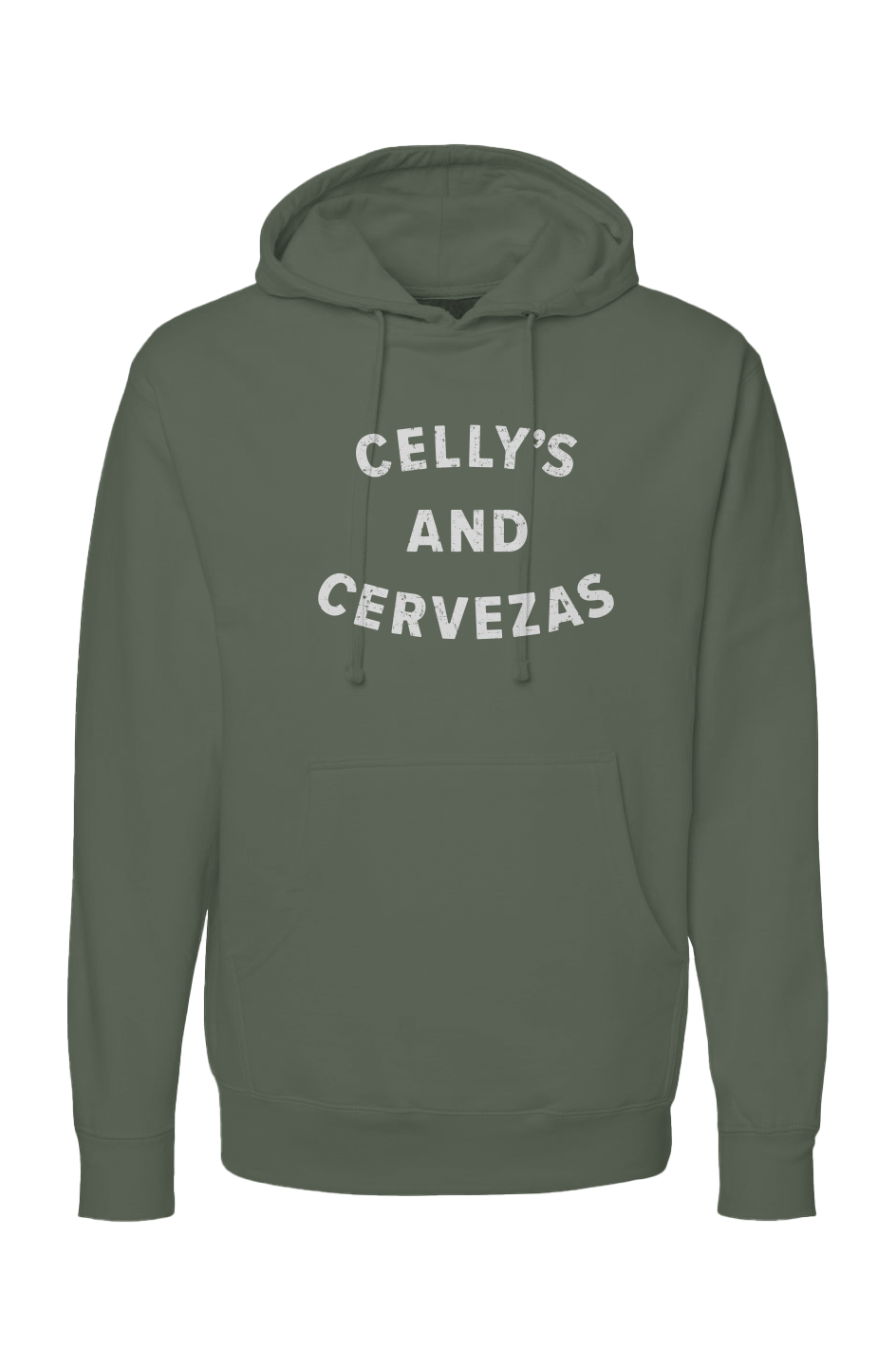 The Bench Boss Celly's and Cervezas Hoodie Military Green | Barn Garb Hockey Threads