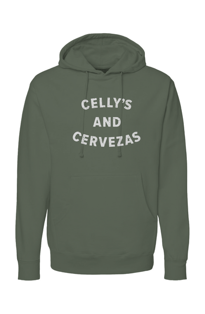 The Bench Boss Celly's and Cervezas Hoodie Military Green | Barn Garb Hockey Threads