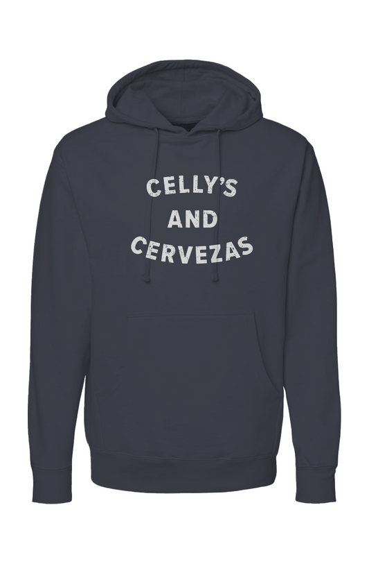 The Bench Boss Celly's and Cervezas Hoodie Navy Blue | Barn Garb Hockey Threads