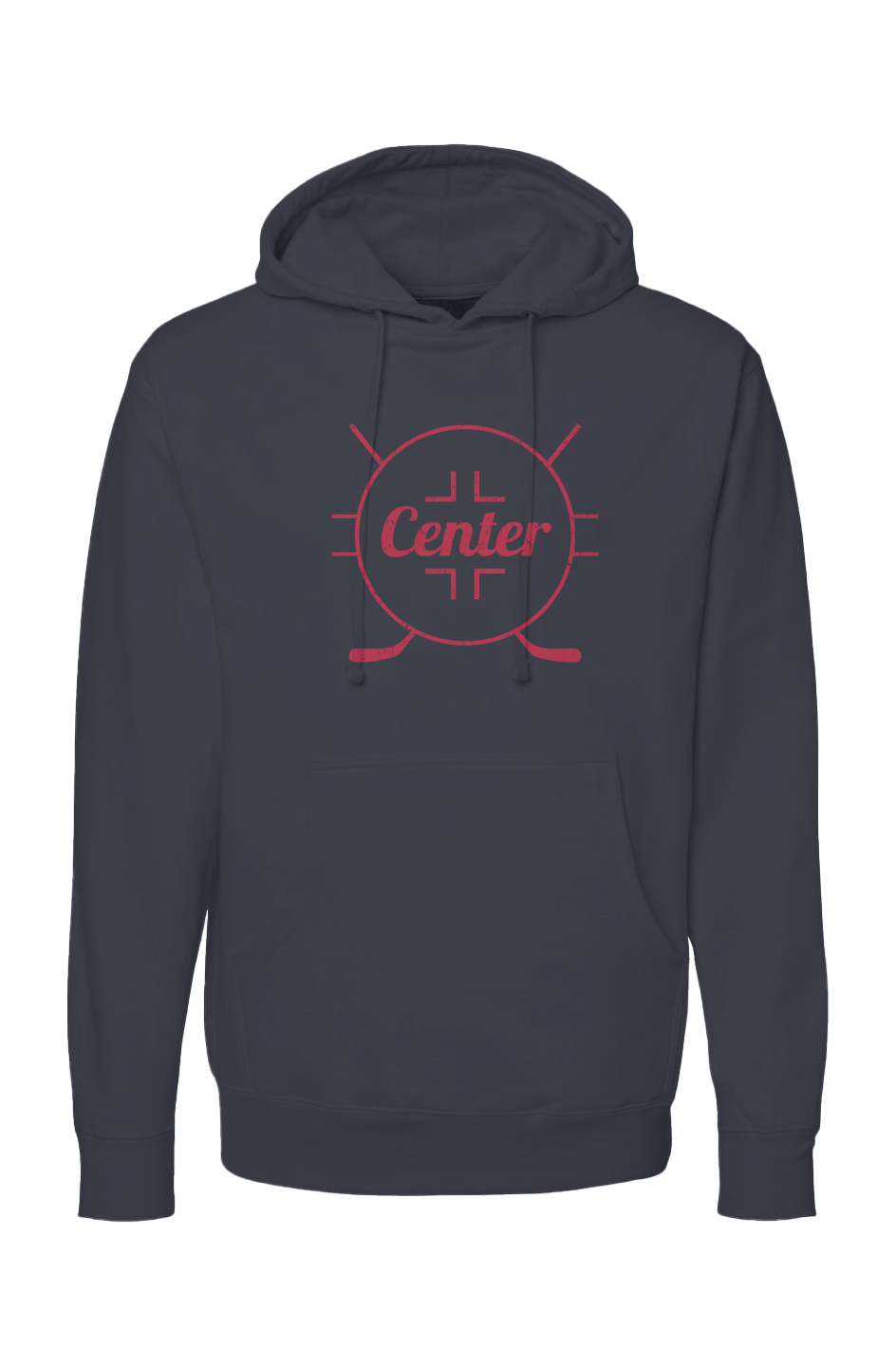 The Bench Boss Center Faceoff Circle Hoodie Navy Blue | Barn Garb Hockey Threads