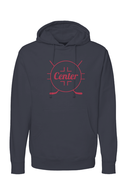 The Bench Boss Center Faceoff Circle Hoodie Navy Blue | Barn Garb Hockey Threads