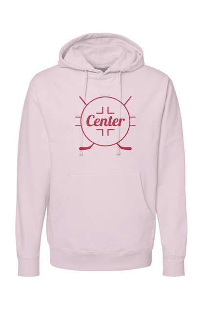 The Bench Boss Center Faceoff Circle Hoodie Pink | Barn Garb Hockey Threads