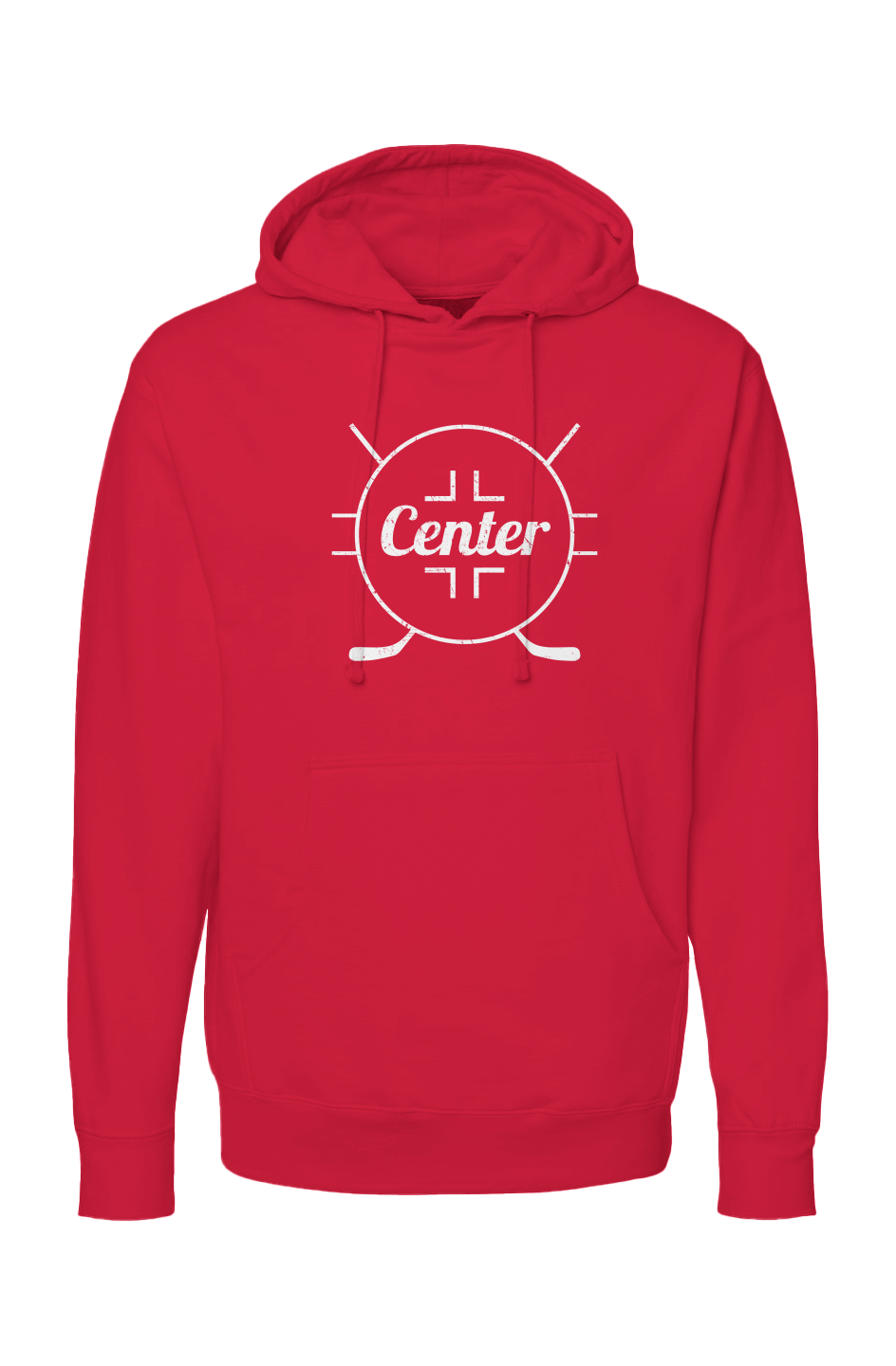 The Bench Boss Center Faceoff Circle Hoodie Red | Barn Garb Hockey Threads