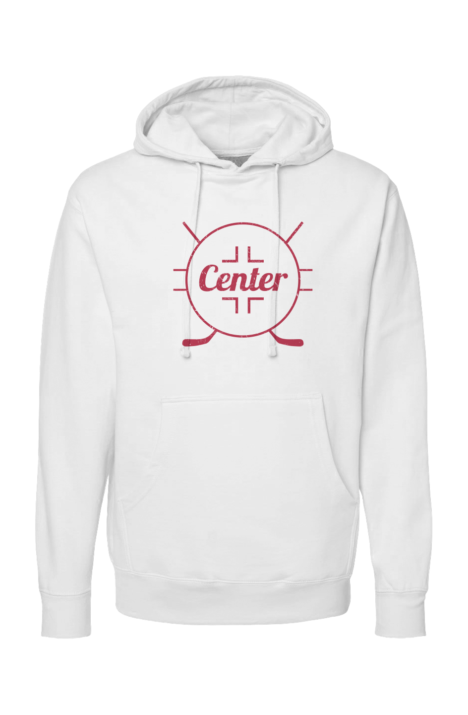 The Bench Boss Center Faceoff Circle Hoodie White | Barn Garb Hockey Threads