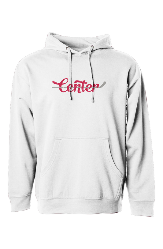 The Bench Boss Center Hoodie White | Barn Garb Hockey Threads