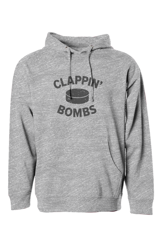 The Bench Boss Clappin' Bombs Puck Hoodie Grey | Barn Garb Hockey Threads