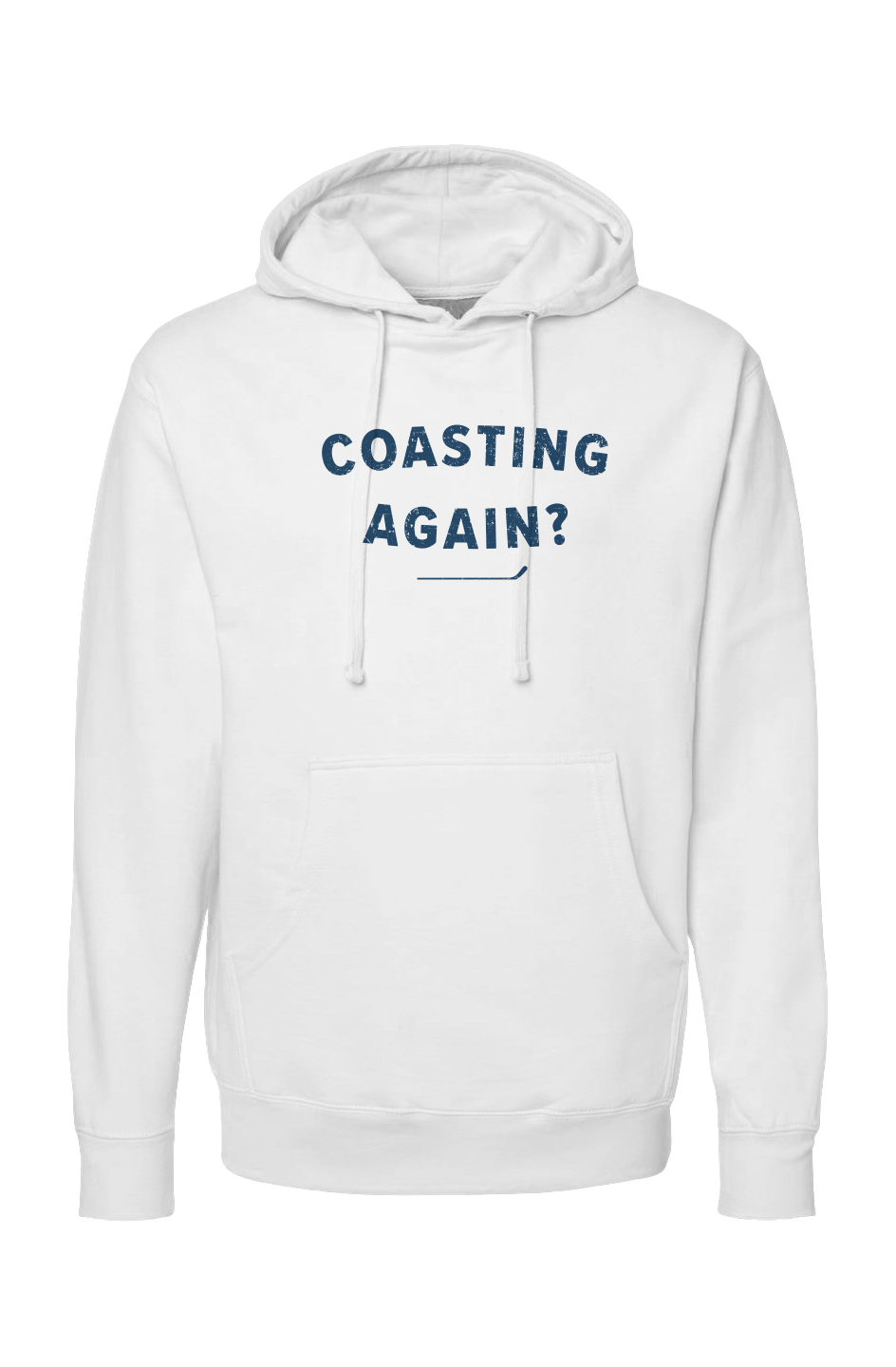 The Bench Boss Coasting Again? Hoodie White | Barn Garb Hockey Threads