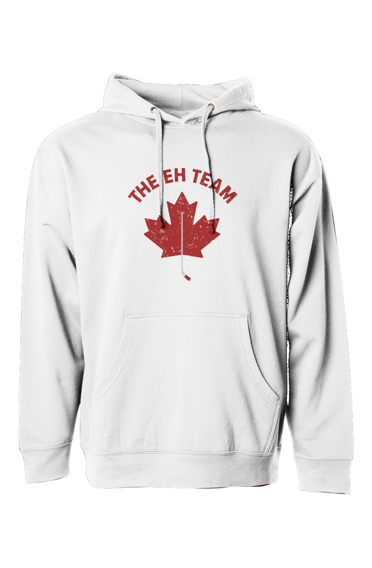 The Bench Boss Eh Team Hoodie White | Barn Garb Hockey Threads
