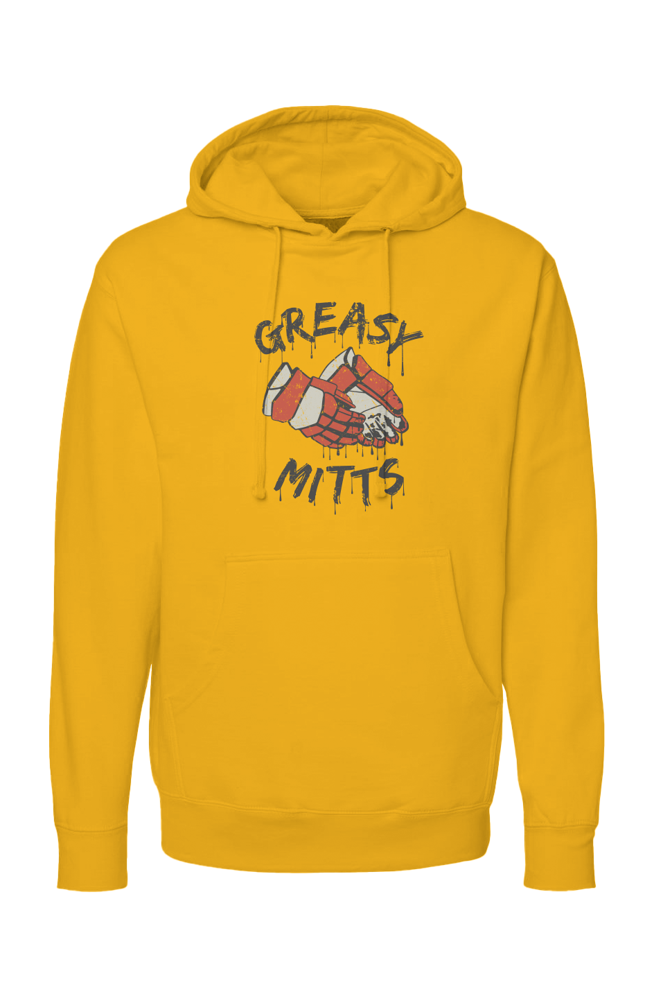 The Bench Boss Greasy Mitts Hoodie Gold | Barn Garb Hockey Threads