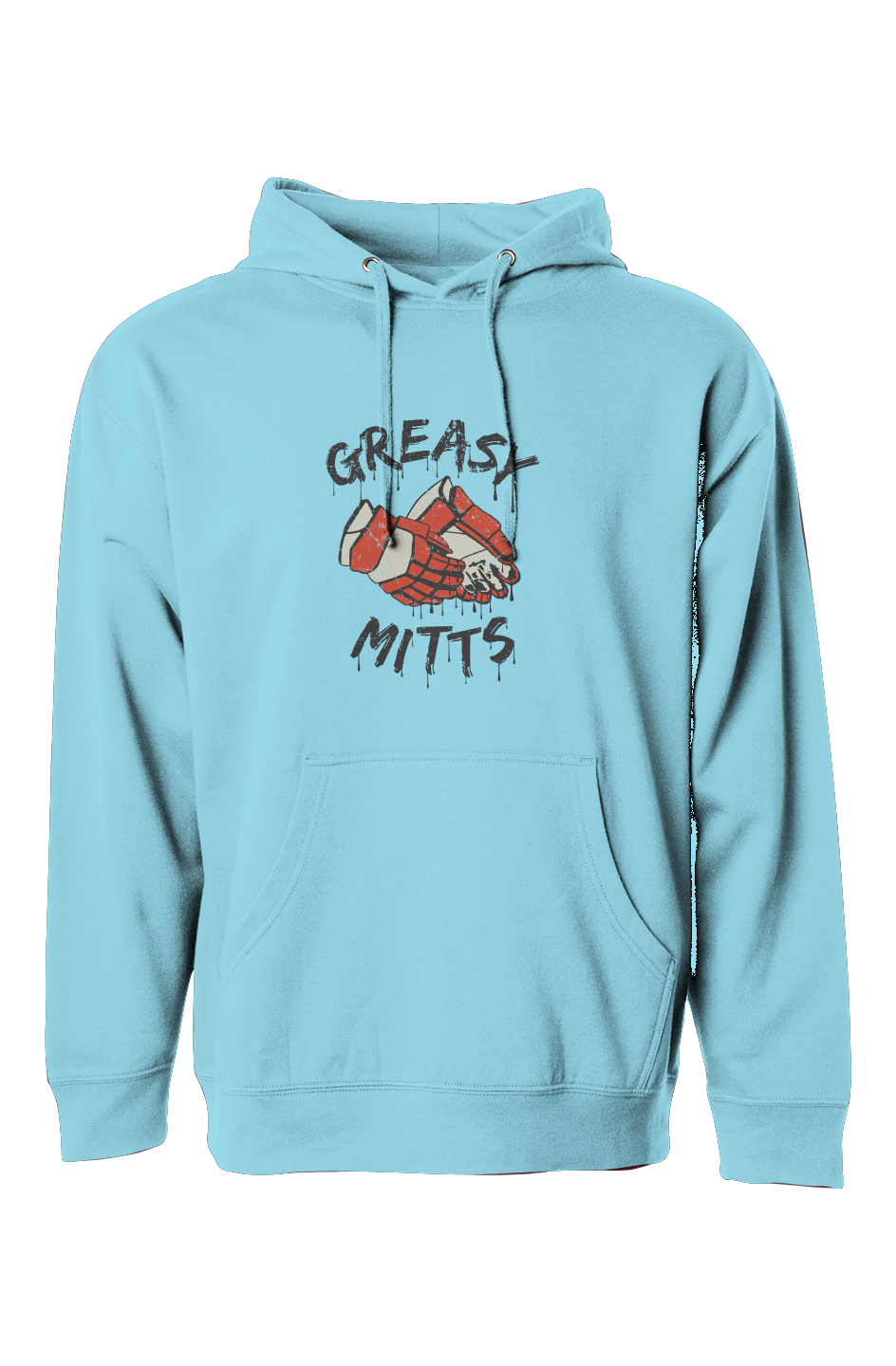 The Bench Boss Greasy Mitts Hoodie Light Blue | Barn Garb Hockey Threads