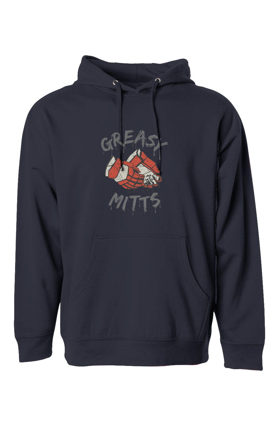 The Bench Boss Greasy Mitts Hoodie Navy Blue | Barn Garb Hockey Threads