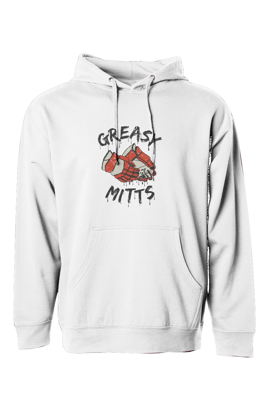 The Bench Boss Greasy Mitts Hoodie White | Barn Garb Hockey Threads