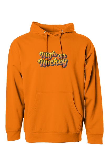 The Bench Boss High on Hockey Hoodie Orange | Barn Garb Hockey Threads