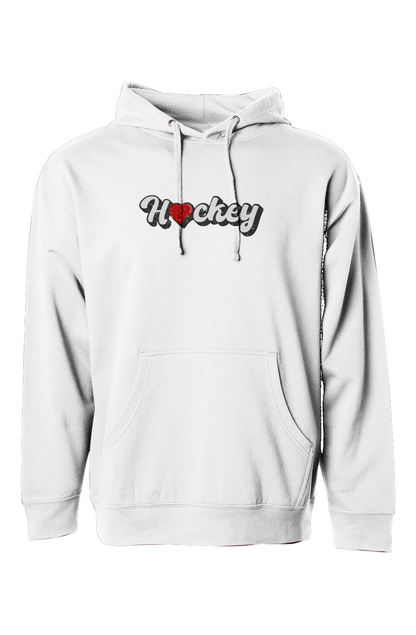 The Bench Boss Hockey Heart Hoodie White | Barn Garb Hockey Threads