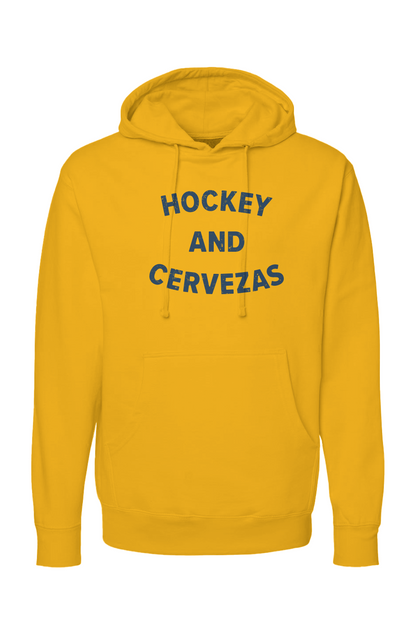 The Bench Boss Hockey and Cervezas Hoodie Gold | Barn Garb Hockey Threads
