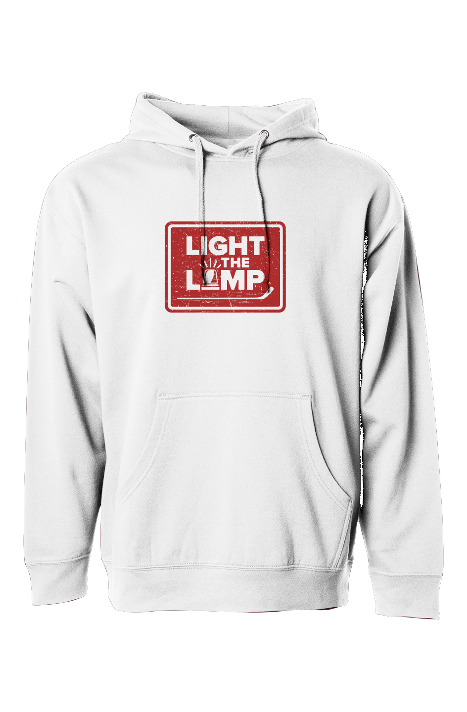 The Bench Boss Light the Lamp Badge Hoodie White | Barn Garb Hockey Threads