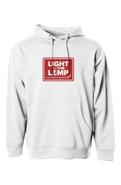 The Bench Boss Light the Lamp Badge Hoodie White | Barn Garb Hockey Threads