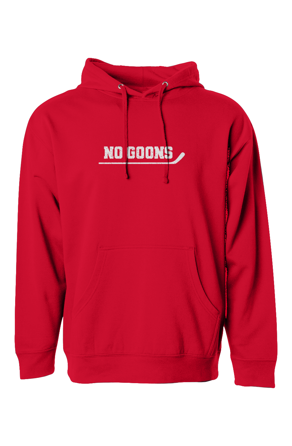 The Bench Boss No Goons Hoodie Red | Barn Garb Hockey Threads