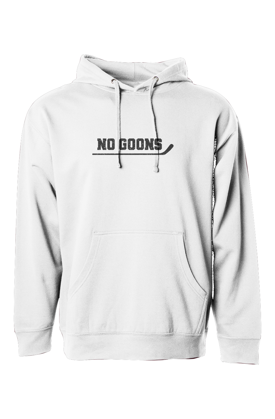 The Bench Boss No Goons Hoodie White | Barn Garb Hockey Threads