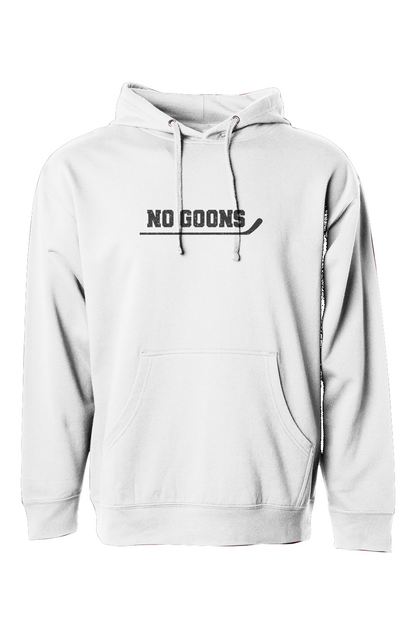 The Bench Boss No Goons Hoodie White | Barn Garb Hockey Threads