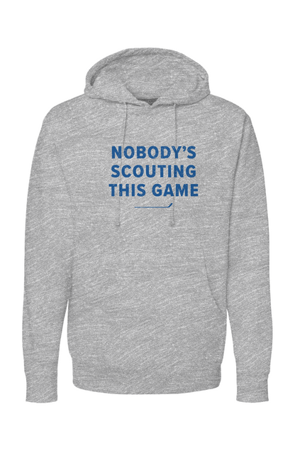 The Bench Boss Nobody's Scouting This Game Hoodie Grey | Barn Garb Hockey Threads