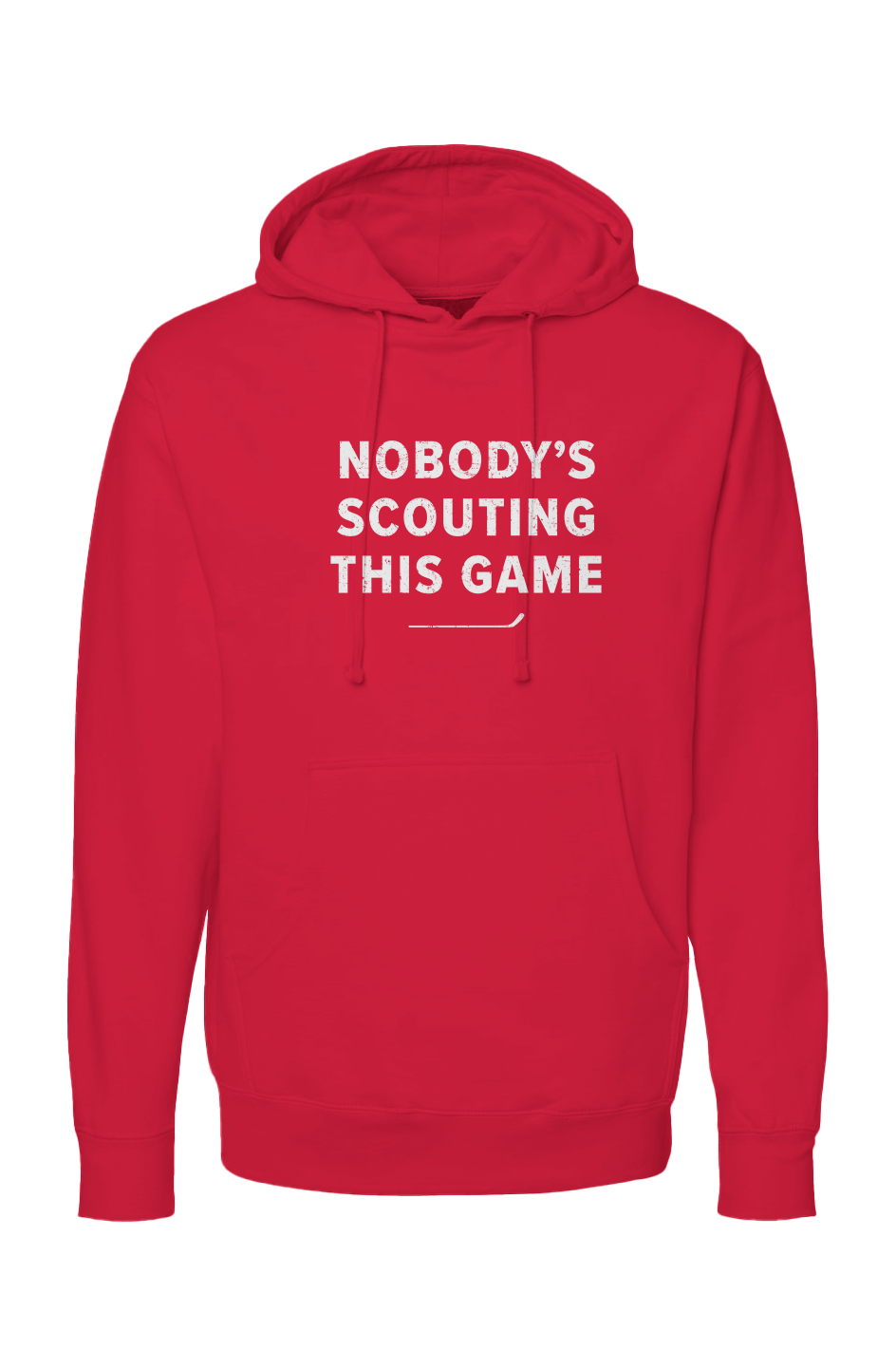 The Bench Boss Nobody's Scouting This Game Hoodie Red | Barn Garb Hockey Threads