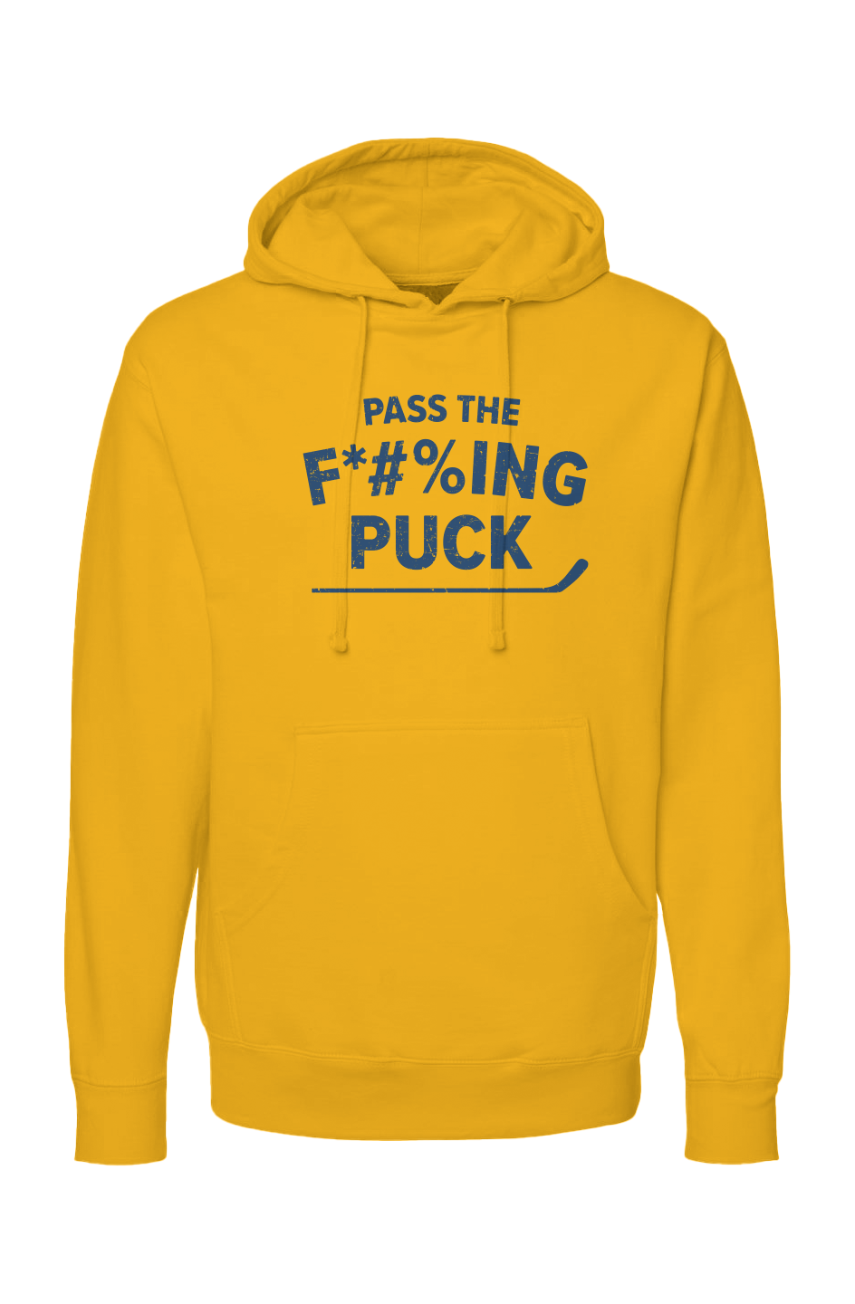 The Bench Boss Pass the F*#%ing Puck Hoodie Gold | Barn Garb Hockey Threads